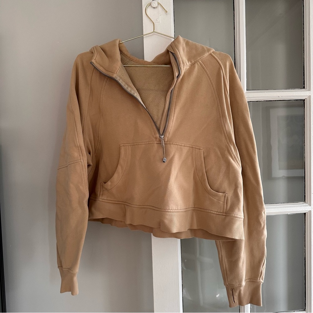 Lululemon Half-Zip Pullover Hoodie in Camel